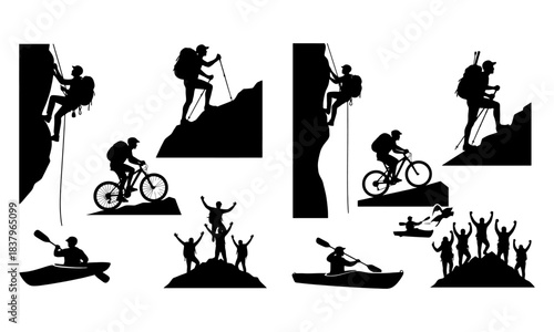 Outdoor adventure sports: rock climbing, hiking, mountain biking, kayaking, success