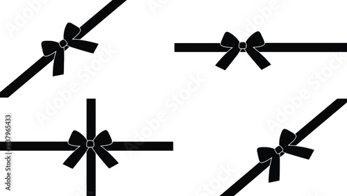 Black bow vector graphic element for gift wrapping and design