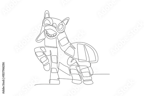 Lion dances. Lion and dragon dances concept one-line drawing