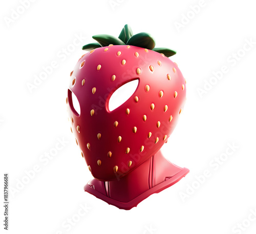 Strawberry mask 3d rendered isolated on transparent background