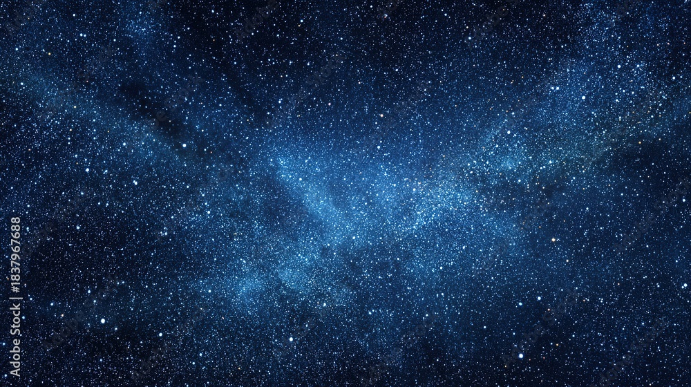 Obraz premium Deep blue space background with countless stars and cosmic dust nebula.