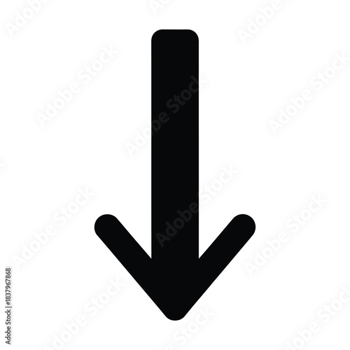 Black downward pointing arrow icon direction pointer