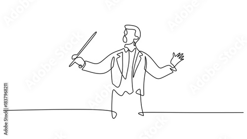 Continuous Line Drawing of Music Conductor