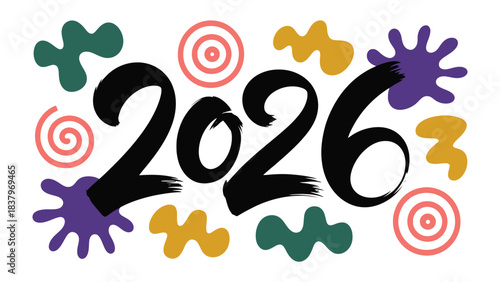 2026 Typography Design: Artistic display of the year 2026, using striking typography and modern design elements for a contemporary visual appeal. 