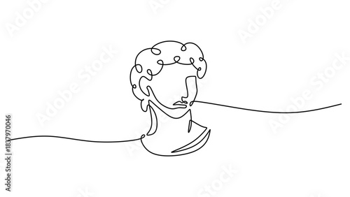 One Line Drawing of a Classical Greek Bust Sculpture
