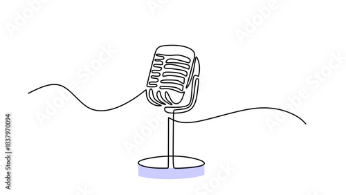 One Line Drawing of a Retro Studio Microphone
