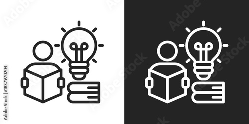 learning Icon In Black And White Line Style
