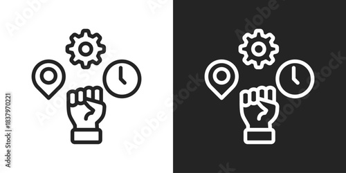 autonomy Icon In Black And White Line Style