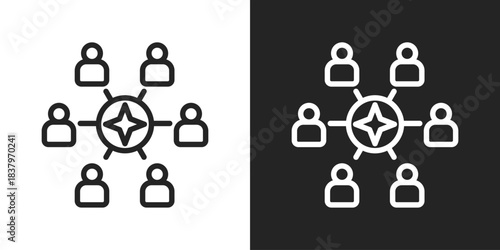 mutual friends Icon In Black And White Line Style