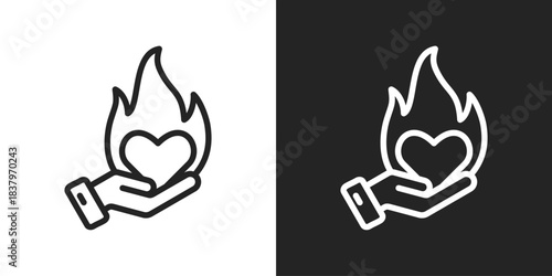 passion Icon In Black And White Line Style