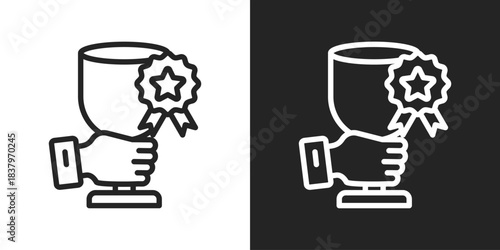achievement Icon In Black And White Line Style