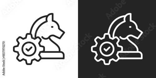 business strategy Icon In Black And White Line Style