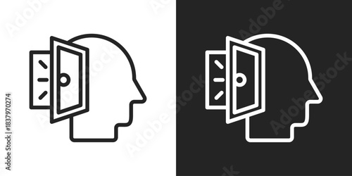open mind Icon In Black And White Line Style