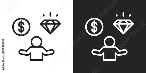 value proposal Icon In Black And White Line Style