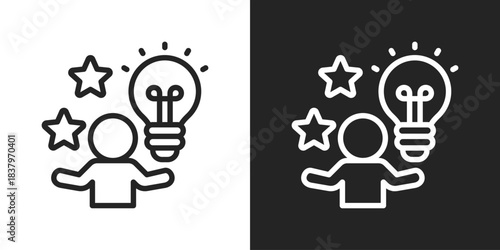 enthusiasm Icon In Black And White Line Style