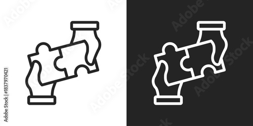 collaboration Icon In Black And White Line Style
