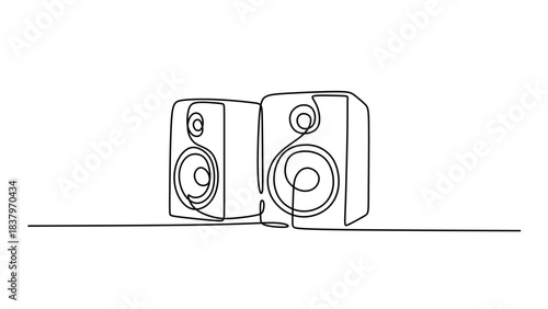 Continuous Line Art of a Professional Studio Monitor Speaker