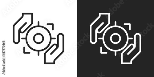 mission Icon In Black And White Line Style