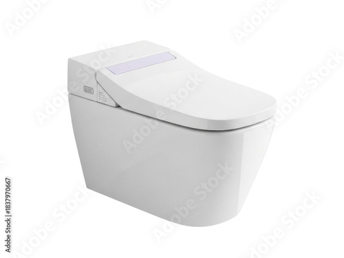 Isolated Wall Mounted Modern Toilet Fixture with Lid for Contemporary Bathroom Design