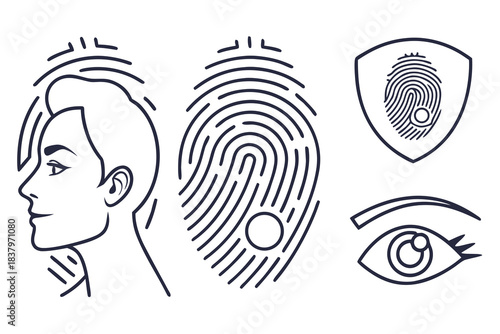 Smooth Outline Biometric Authentication Symbol Ico Vector Icon Set