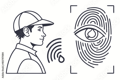 Smooth Outline Biometric Authentication Symbol Ico Vector Icon Set