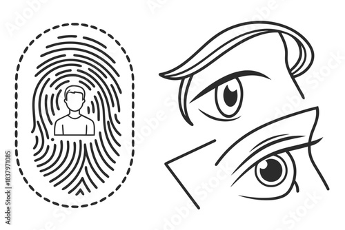 Smooth Outline Biometric Authentication Symbol Ico Vector Icon Set