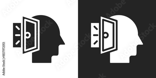 open mind Icon In Black And White Glyph Style