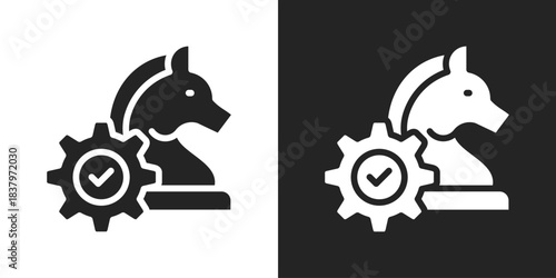 business strategy Icon In Black And White Glyph Style