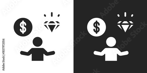 value proposal Icon In Black And White Glyph Style