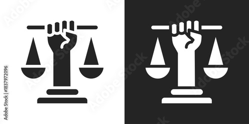 justice Icon In Black And White Glyph Style