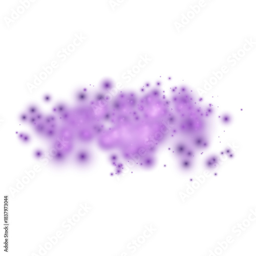 Purple sparks and dust stars, glow flare light effect. Abstract particles, light effect on a white background. Vector illustration.	
