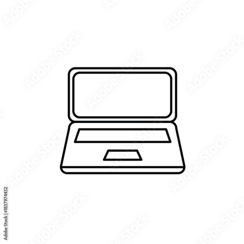 Minimal laptop line icon representing computer, technology, remote work, study, online business, and digital communication for websites, apps, and UI design.