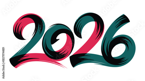 Visual of the Year 2026: A bold and dynamic graphic announces the year 2026, using stylized brushstrokes.