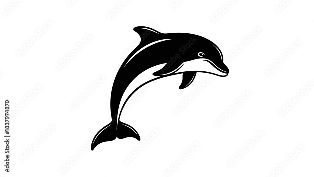 Fototapeta premium Dolphin Icon – Jumping Ocean Animal Silhouette Symbol