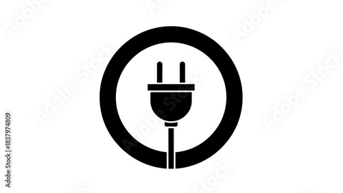 Power Plug Icon – Electric Socket Connection Symbol in Circle
