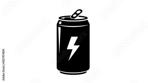 Energy Drink Can Icon – Beverage with Lightning Bolt Symbol