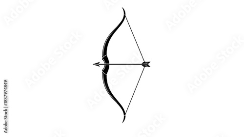 Traditional Bow and Arrow Icon – Archery Silhouette Symbol Design