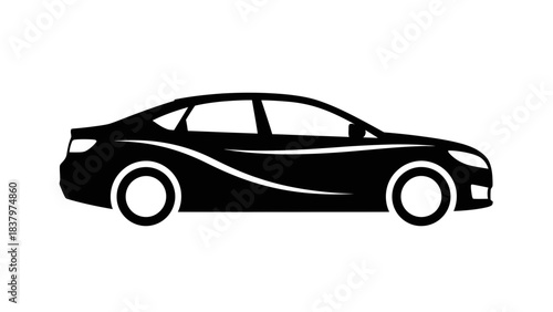 Modern Car Silhouette Icon – Side View Vehicle Illustration