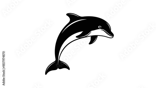 Dolphin Icon – Jumping Ocean Animal Silhouette Symbol