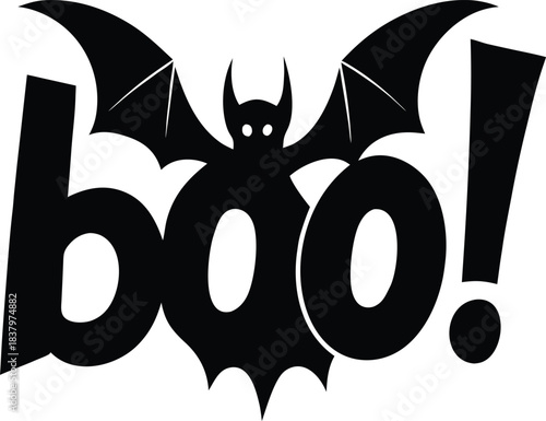 Spooky Bat "BOO!" Halloween Graphic

