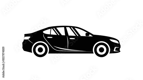 Modern Car Silhouette Icon – Side View Vehicle Illustration