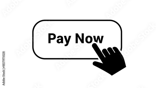 Pay Now Button Icon – Online Payment Click Symbol with Hand Cursor