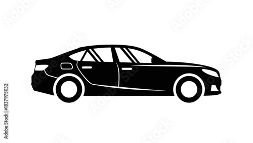 Modern Car Silhouette Icon – Side View Vehicle Illustration
