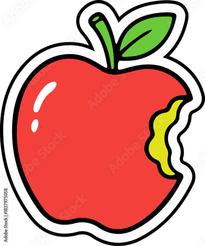 Playful Cartoon Bitten Apple Fruit Icon Design