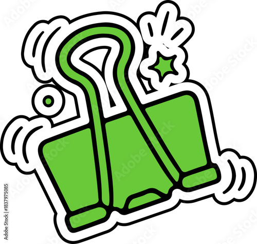Vibrant Green Binder Clip Icon for Business and Organization