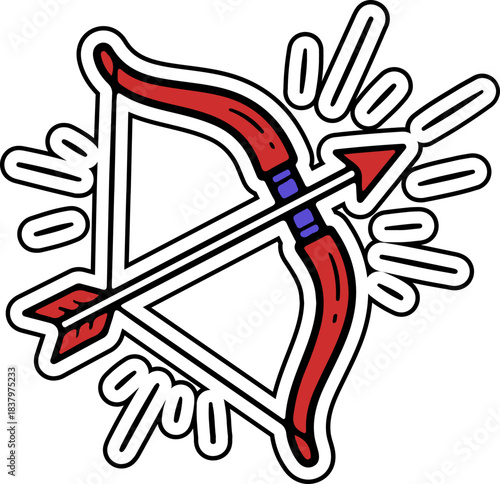 Vibrant Cartoon Bow Arrow Graphic for Success and Love