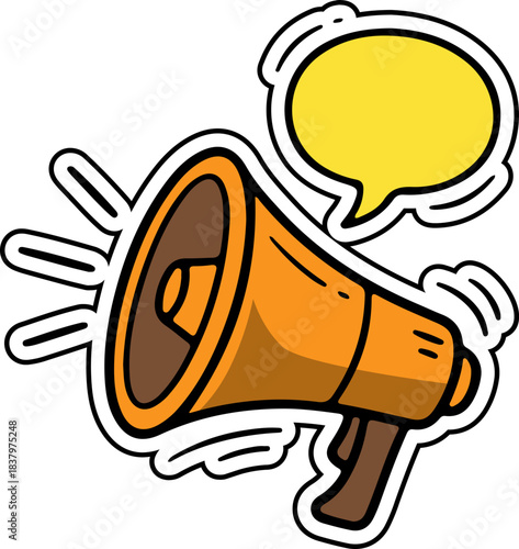 Marketing Megaphone with Speech Bubble for Important Announcement