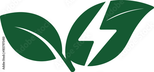 Eco energy leaves vector icon, green renewable environment concept, flat clean black silhouette, isolated scalable vector.