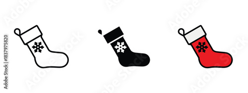 Set of 3 Christmas stocking icons in line