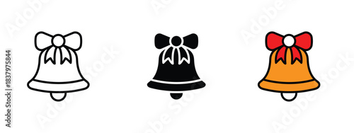 Set of 3 Christmas bell icons in line